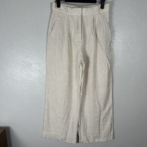 Abercrombie & Fitch Wide Leg Pleated Linen Blend Trouser Pants Womens 26/2Short